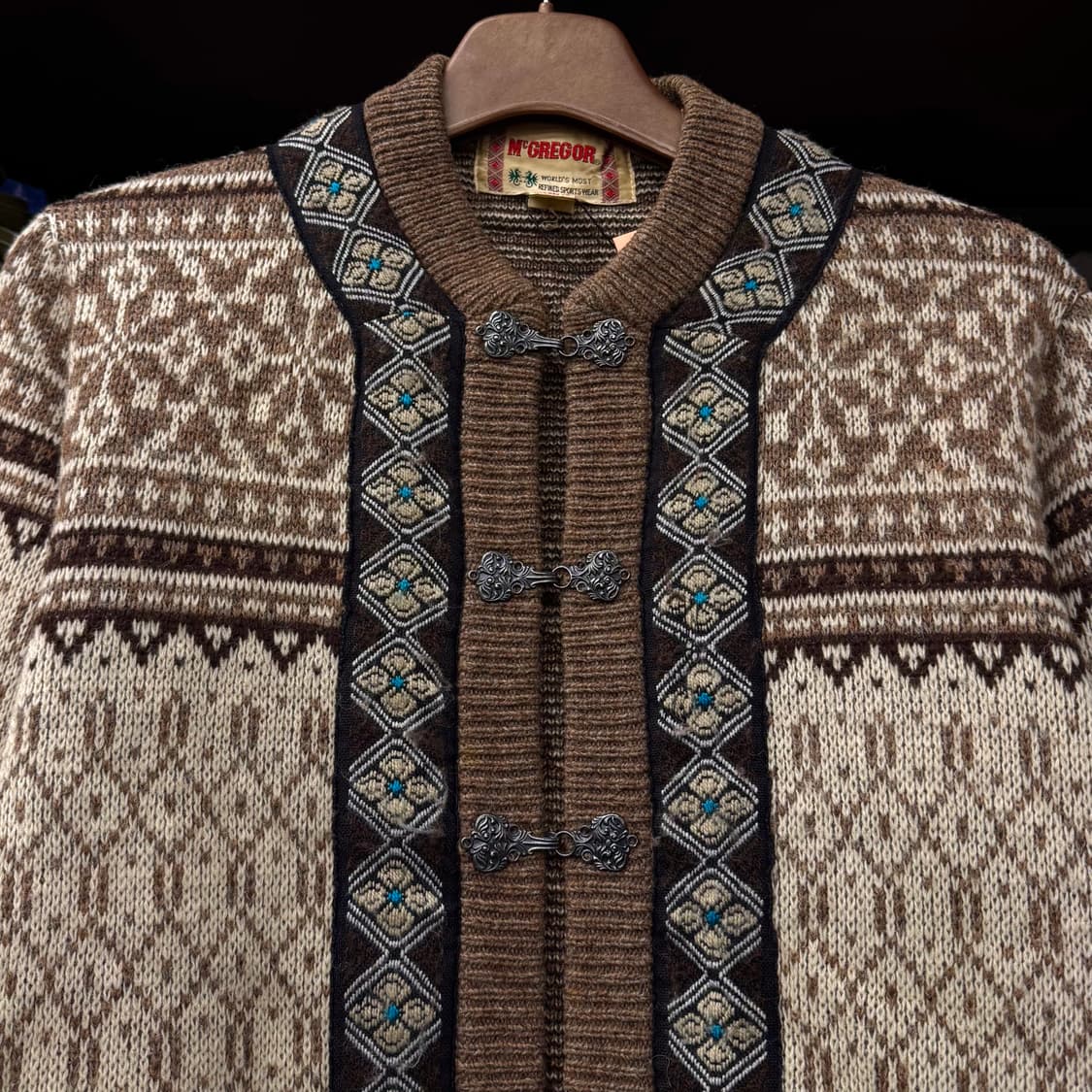 90s McGREGOR 맥그리거 네이티브 패턴 노르딕 버클 니트 상품이미지3