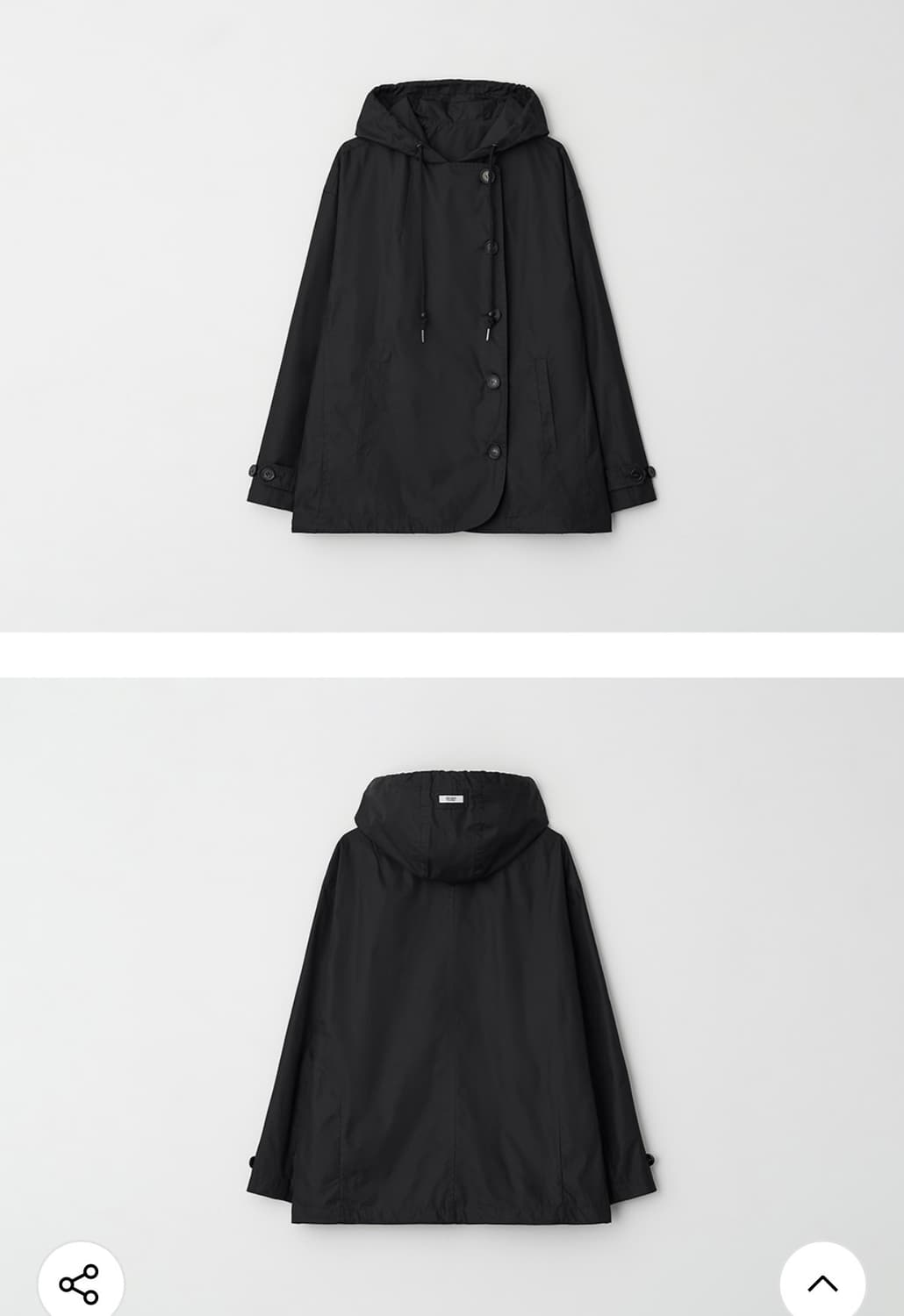 론론 후디드 어시매트릭 트렌치 자켓 (블랙) 상품이미지2