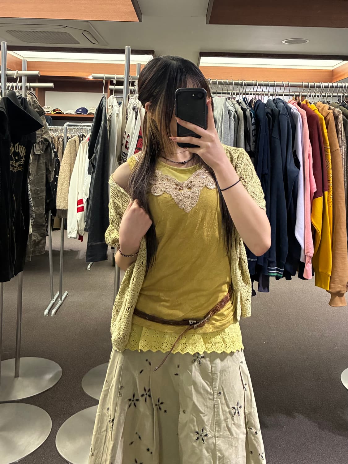 OS)Japanese vintage 여성 펀칭 반팔 니트 가디건 상품이미지1