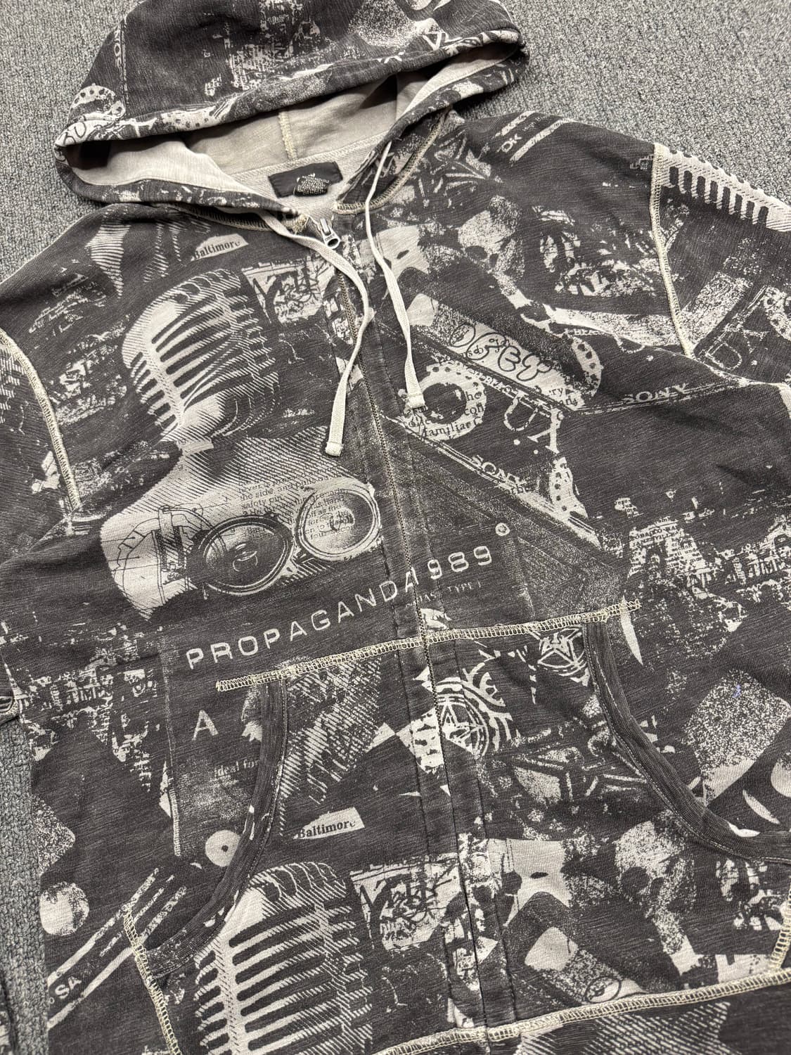 L)OBEY 빈티지 워싱 그래픽 패턴 후드집업 상품이미지3