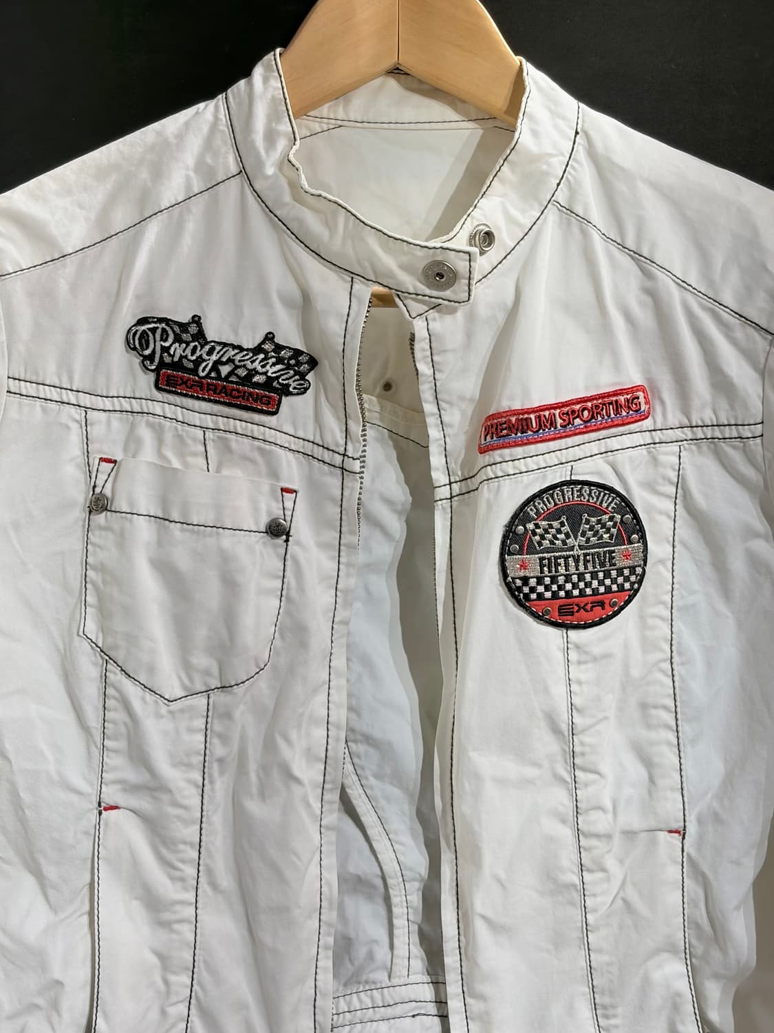 EXR 화이트 패치 레이싱 자켓 바이커 자켓 M 상품이미지8