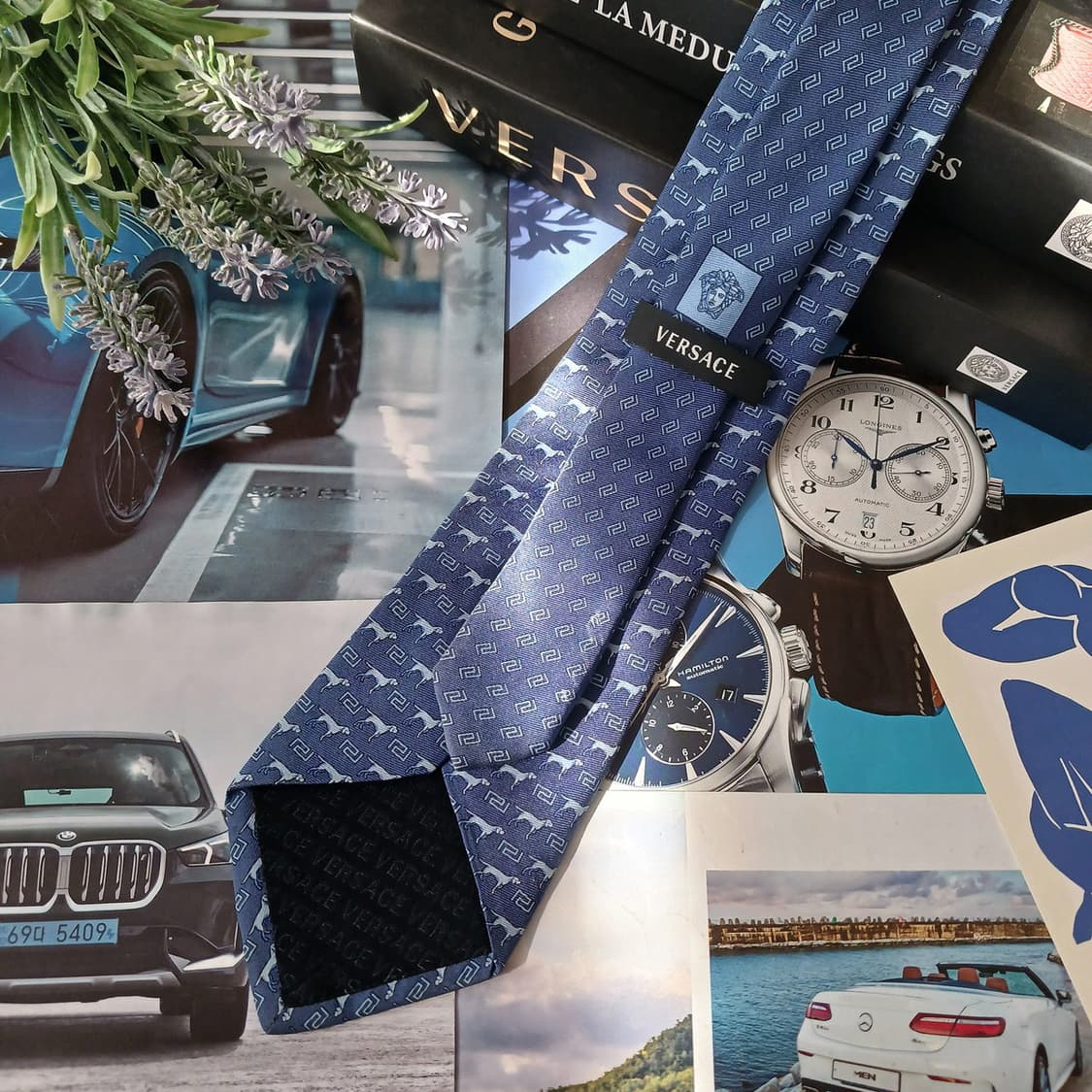 베르사체 실크 그리스 키&대형견 넥타이 8.9cm B등급 A19040
 상품이미지2