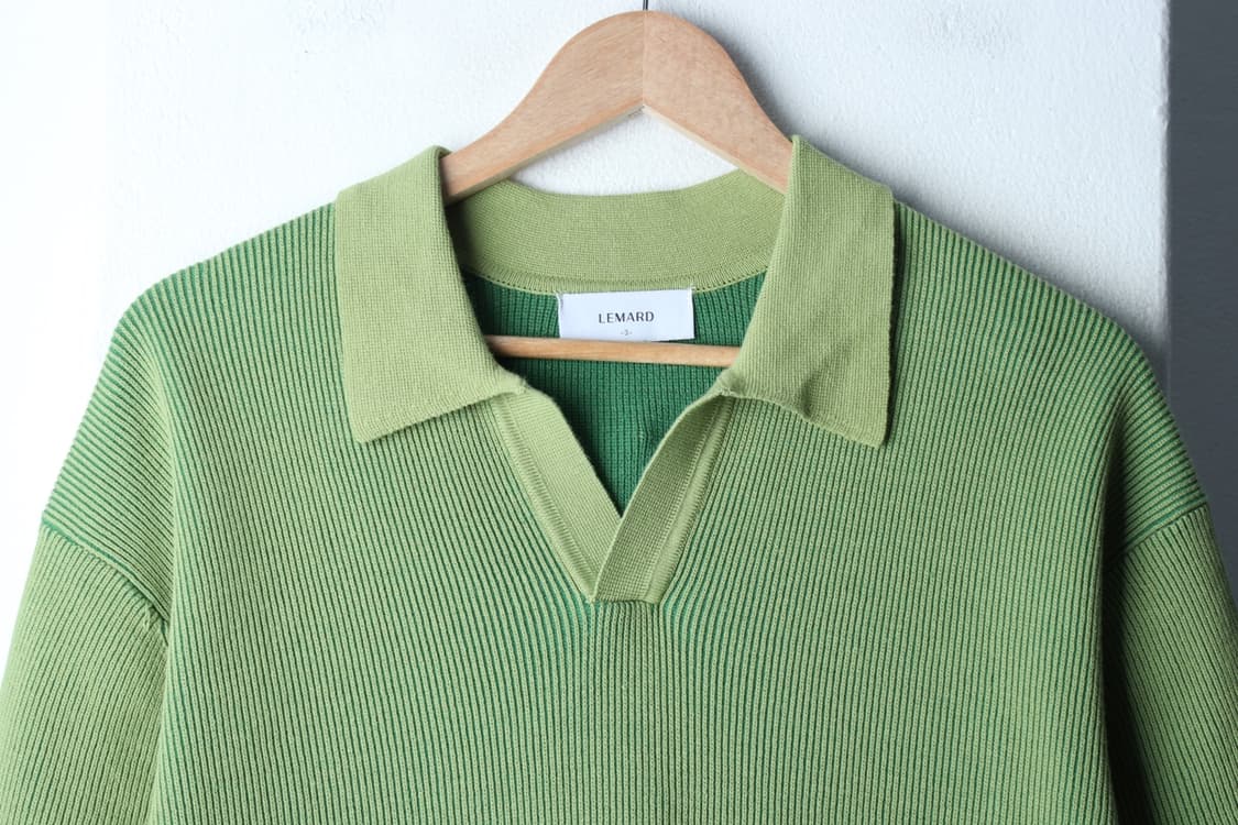 (XL-2XL) 르마드 반팔 카라 티셔츠 브이넥 니트 연그린-H32754 상품이미지3
