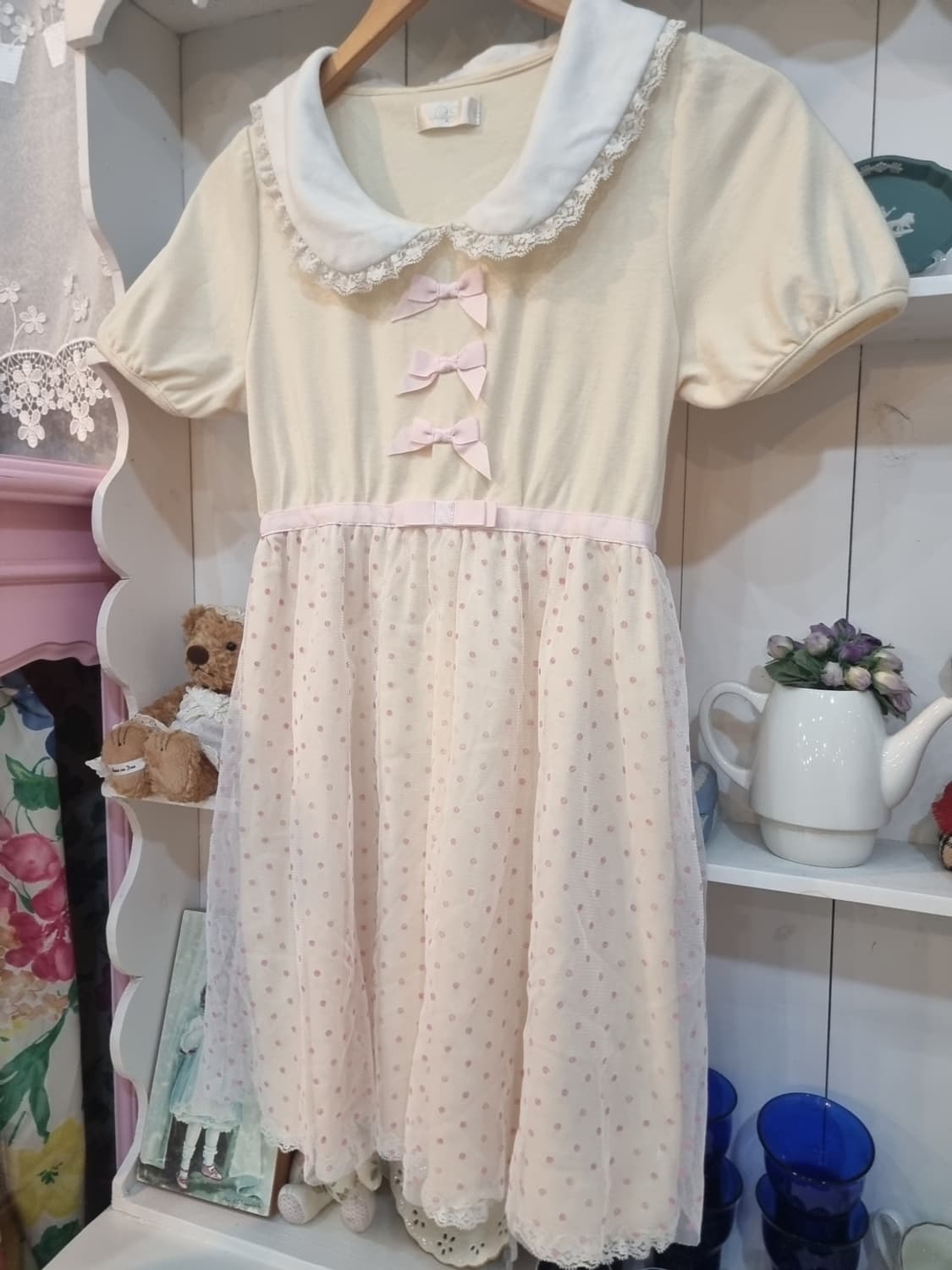 디어리) 리본도트 망사캉캉 원피스 상품이미지3