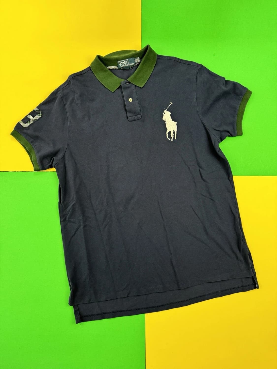 폴로 랄프로렌 빅포니 반팔 카라 티셔츠 네이비 그린 상품이미지1