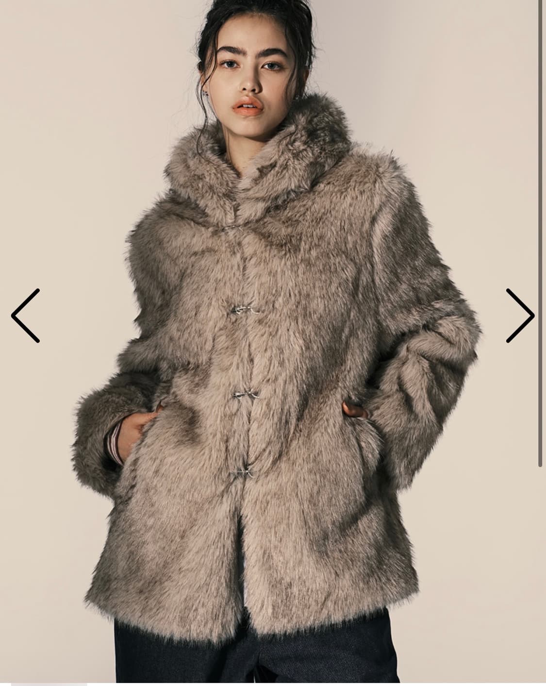 NYXX hooded fur coat beige 상품이미지1