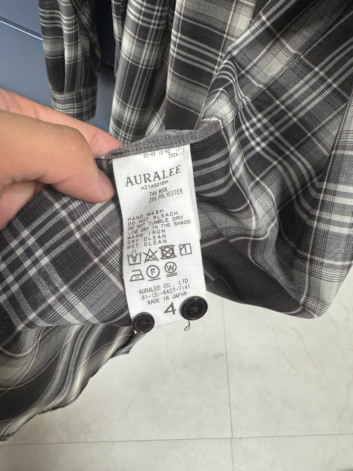 오라리 21FW 울 체크셔츠 상품이미지2