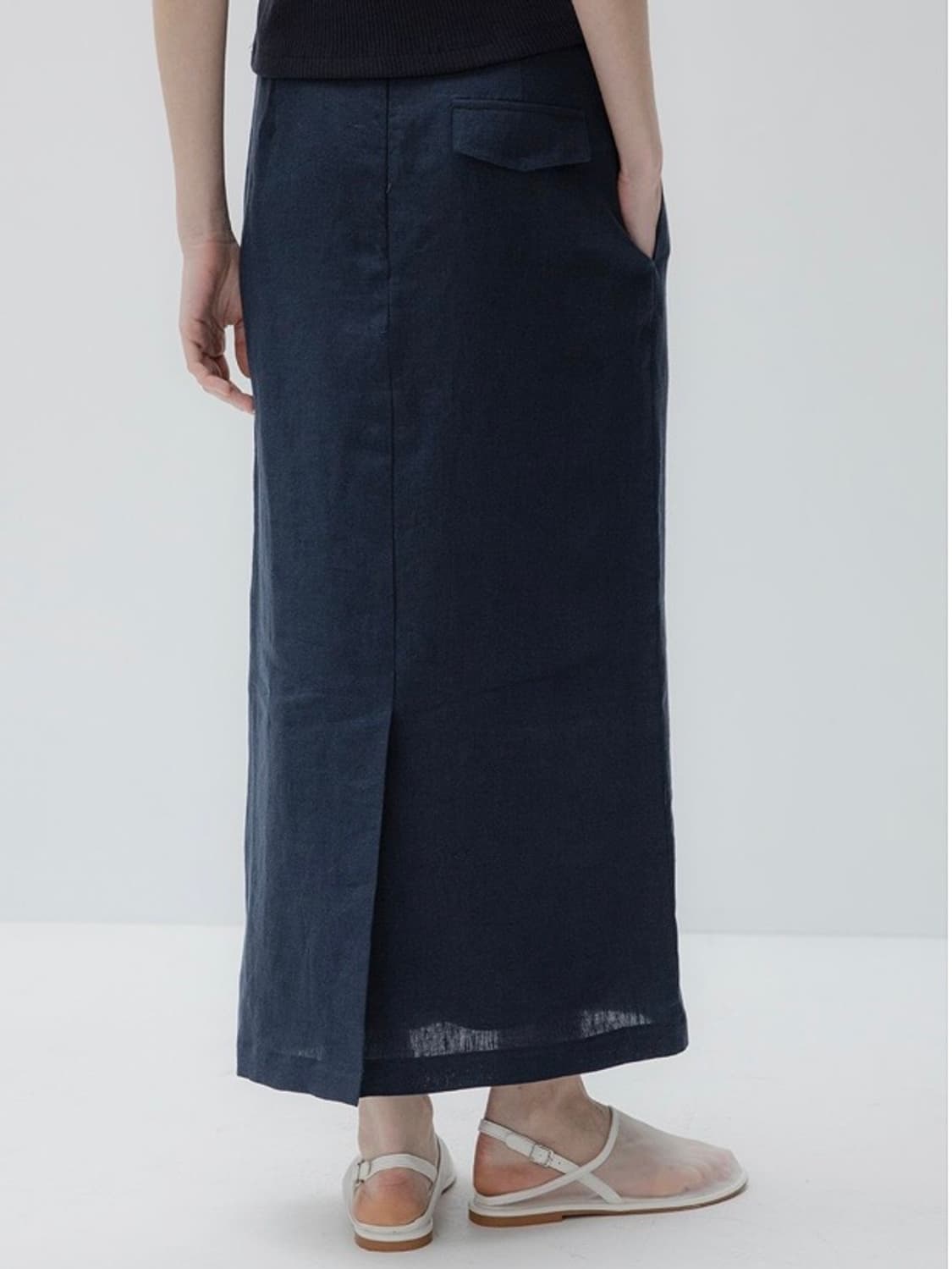 블루브릭 Linen string skirt (navy) S 상품이미지9