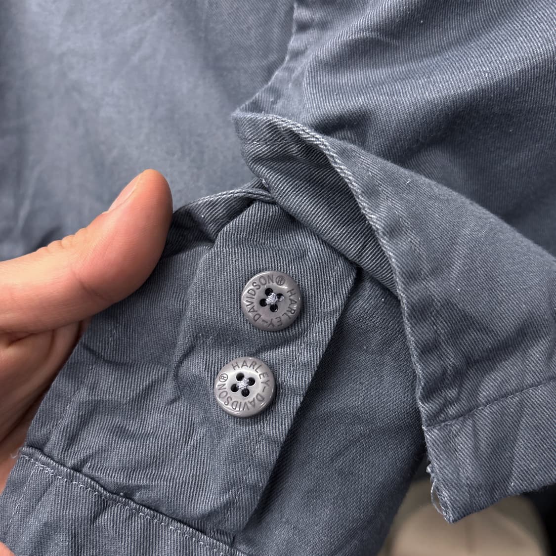 00s 할리데이비슨 레터링바 오픈윙 자수 지퍼포켓 개러지셔츠 N1185 상품이미지8