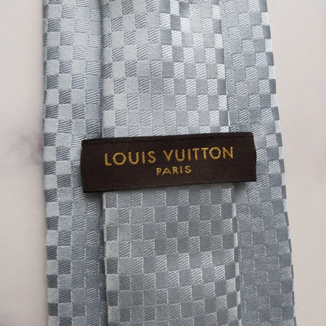 루이비통 실크 스카이 블루 자카드 넥타이 9cm B등급 K2085 상품이미지6