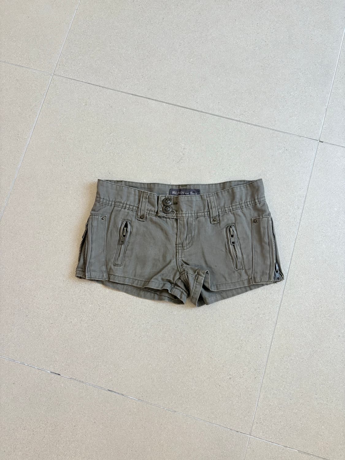 카키 y2k 지퍼 핫팬츠 상품이미지1