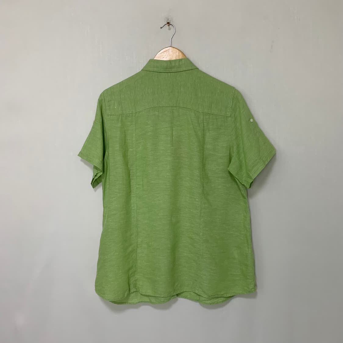 에디바우어 린넨 혼방 반팔 셔츠 그린 남녀공용 상품이미지5