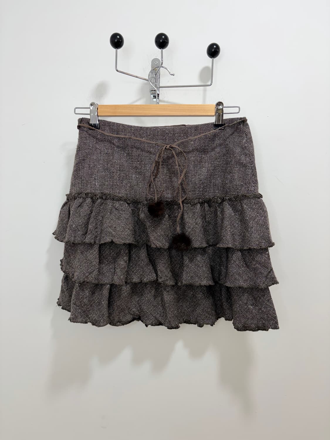 갸루 초코브라운 폼폼이 캉캉 스커트 치마 상품이미지1