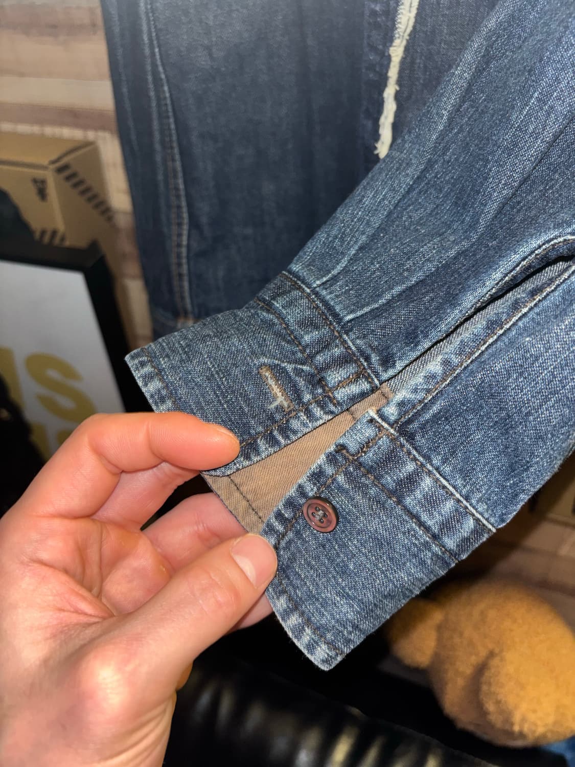 Sacai 17fw 해체 데님 셔츠 상품이미지5