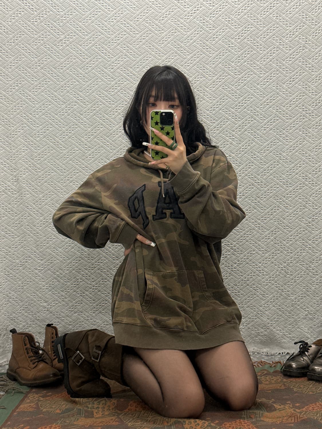 갭 빈티지 Y2K 00's 스트릿 펑크 카모플라주 후드티 K0168 상품이미지2