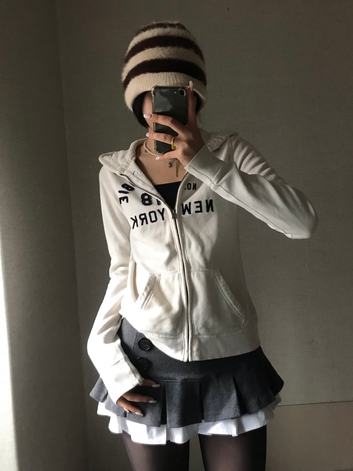 아베크롬비 화이트 슬림핏 후드집업 상품이미지1