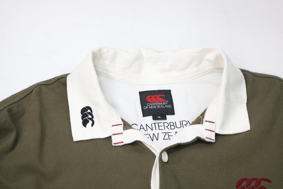 캔터베리(Canterbury) 빈티지 카키 자수 와펜 럭비 셔츠 (XL) 상품이미지4