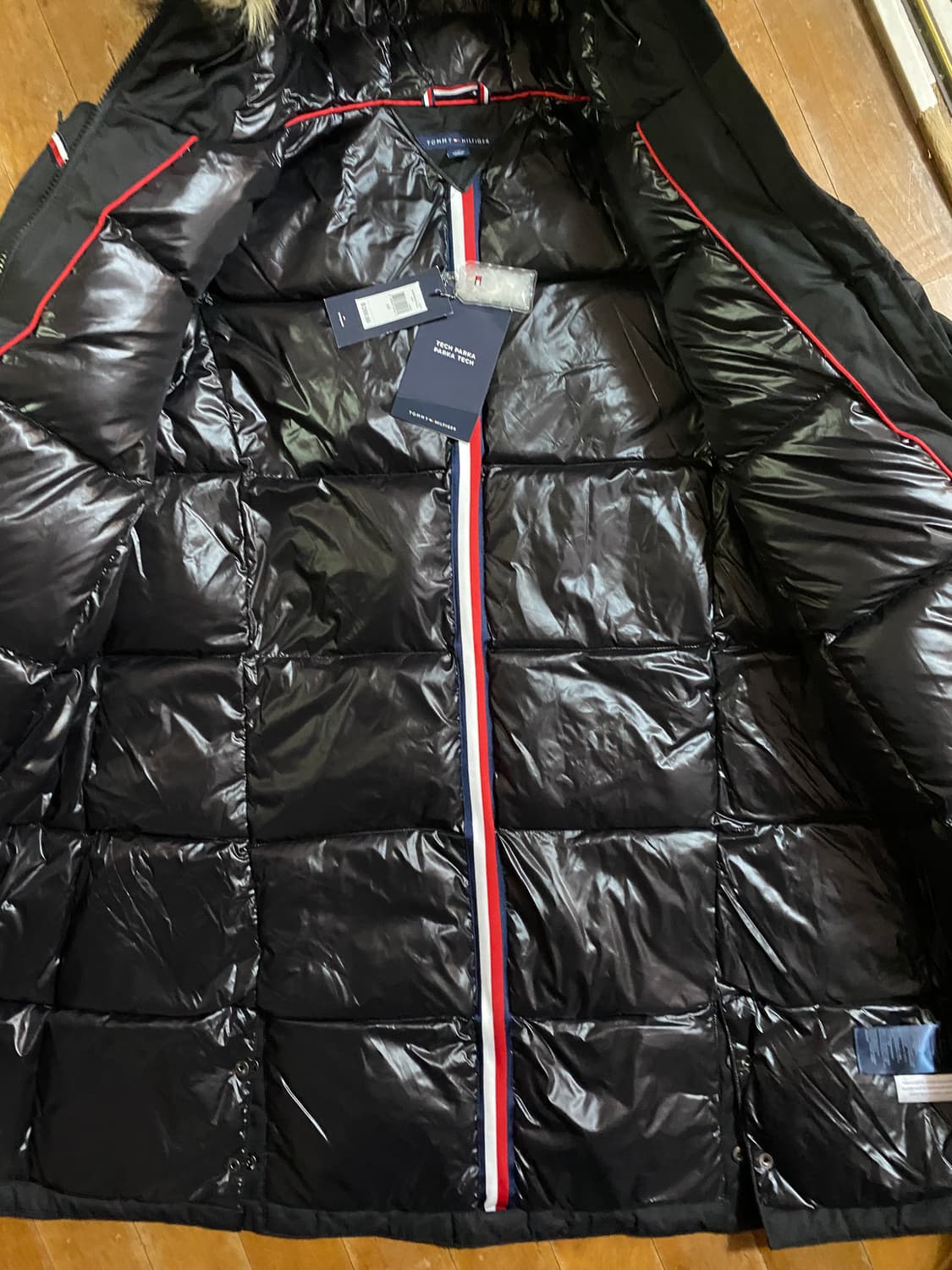 (새상품) 공용 타미힐피거 Tech Parka 블랙 다운 롱파카 상품이미지5