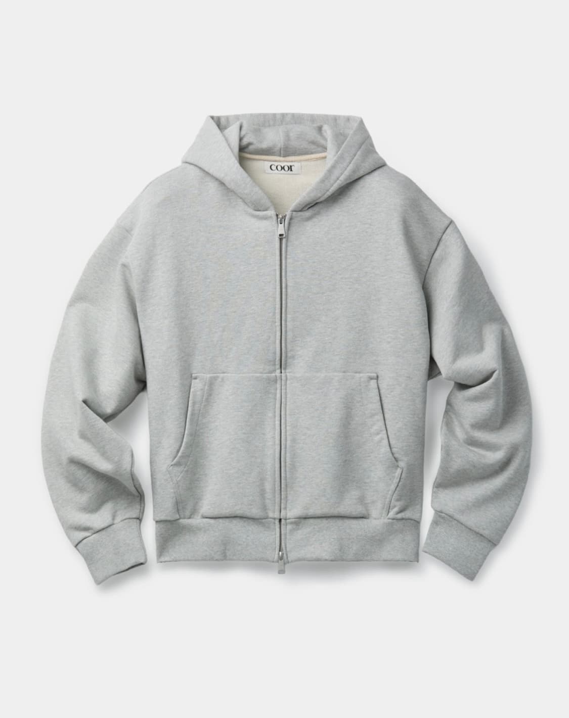 (새상품) 쿠어 미니멀 코튼 후드집업 그레이 상품이미지1