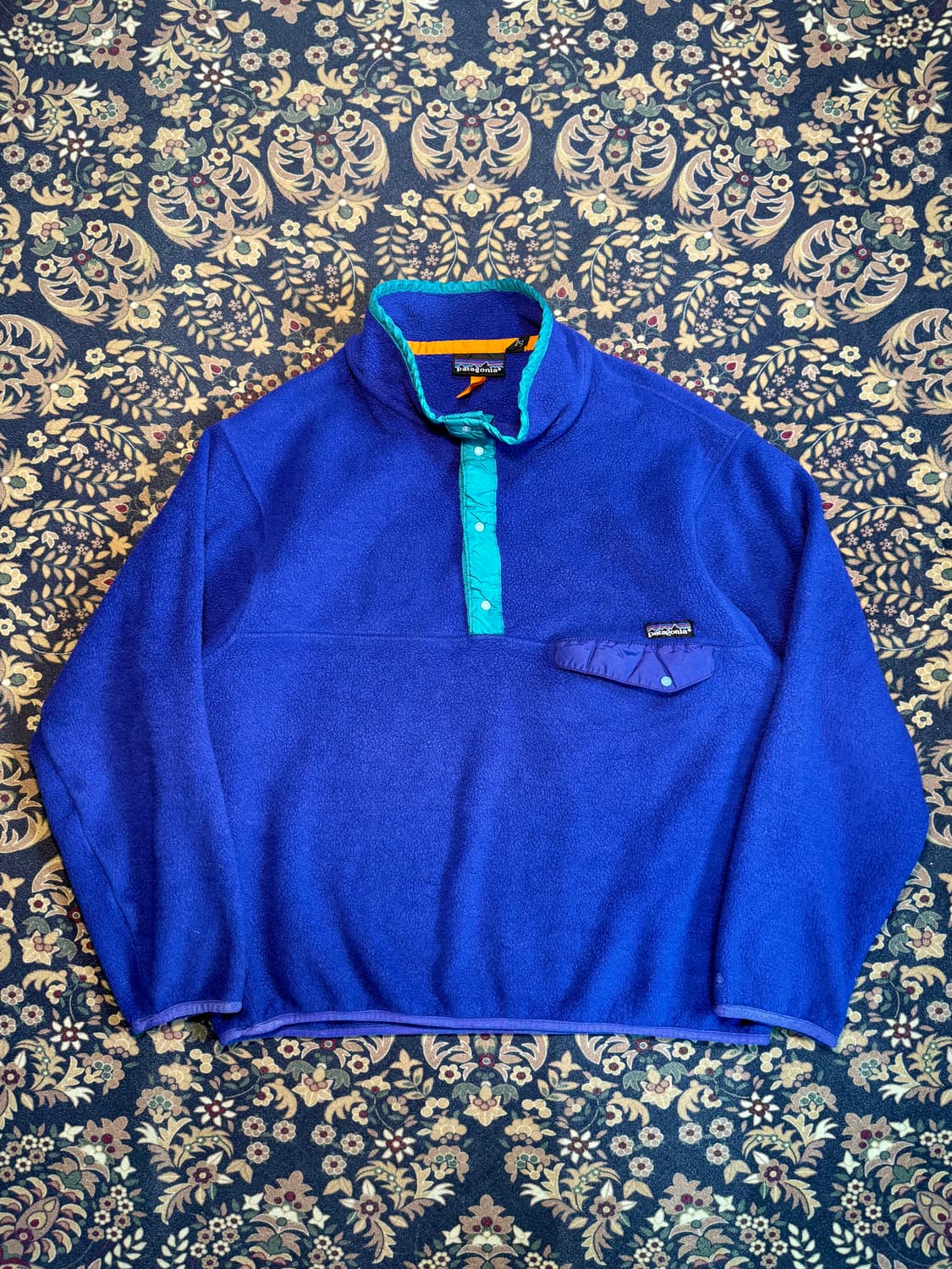 90s 파타고니아 신칠라 스냅티 로얄블루 틸그린 상품이미지2