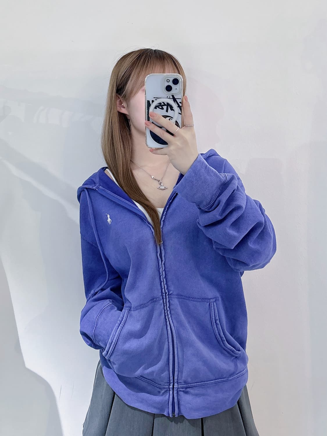 폴로랄프로렌 qr 화이트포니 워싱 후드집업 상품이미지1