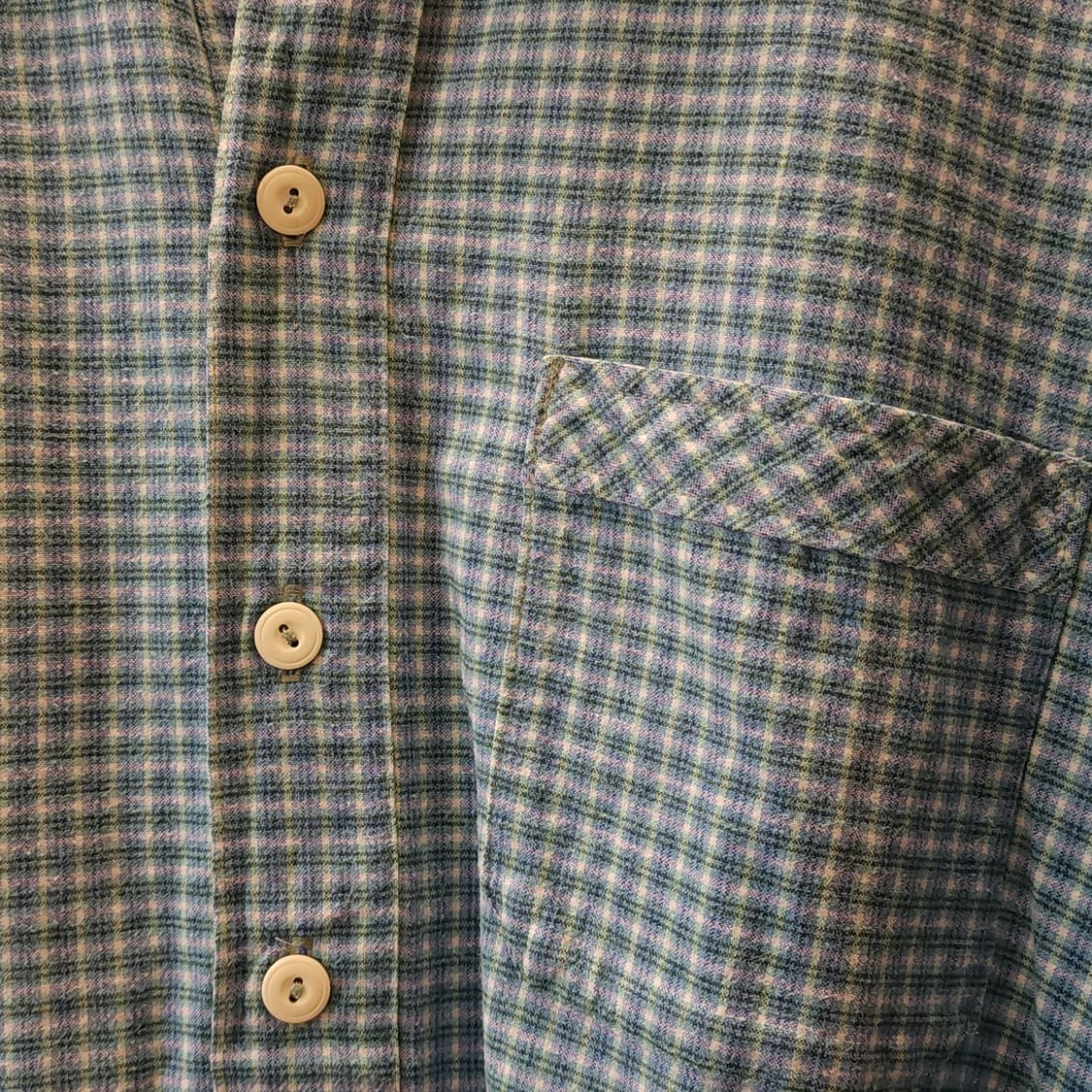 60s 프랑스 워크셔츠 가드너 빈티지 셔츠 그린 퍼플 롱 튜닉 셔츠 xl 상품이미지5