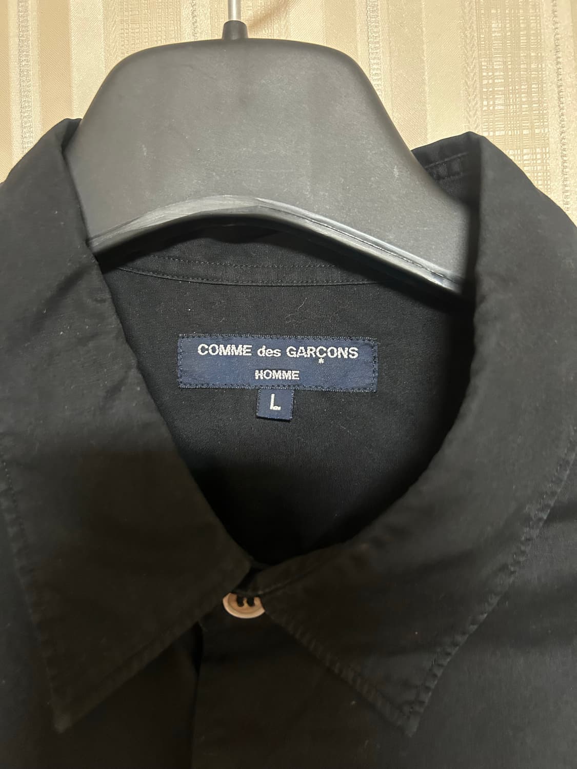 [L] 꼼데가르송 옴므 니트블럭 셔츠 블랙 상품이미지3
