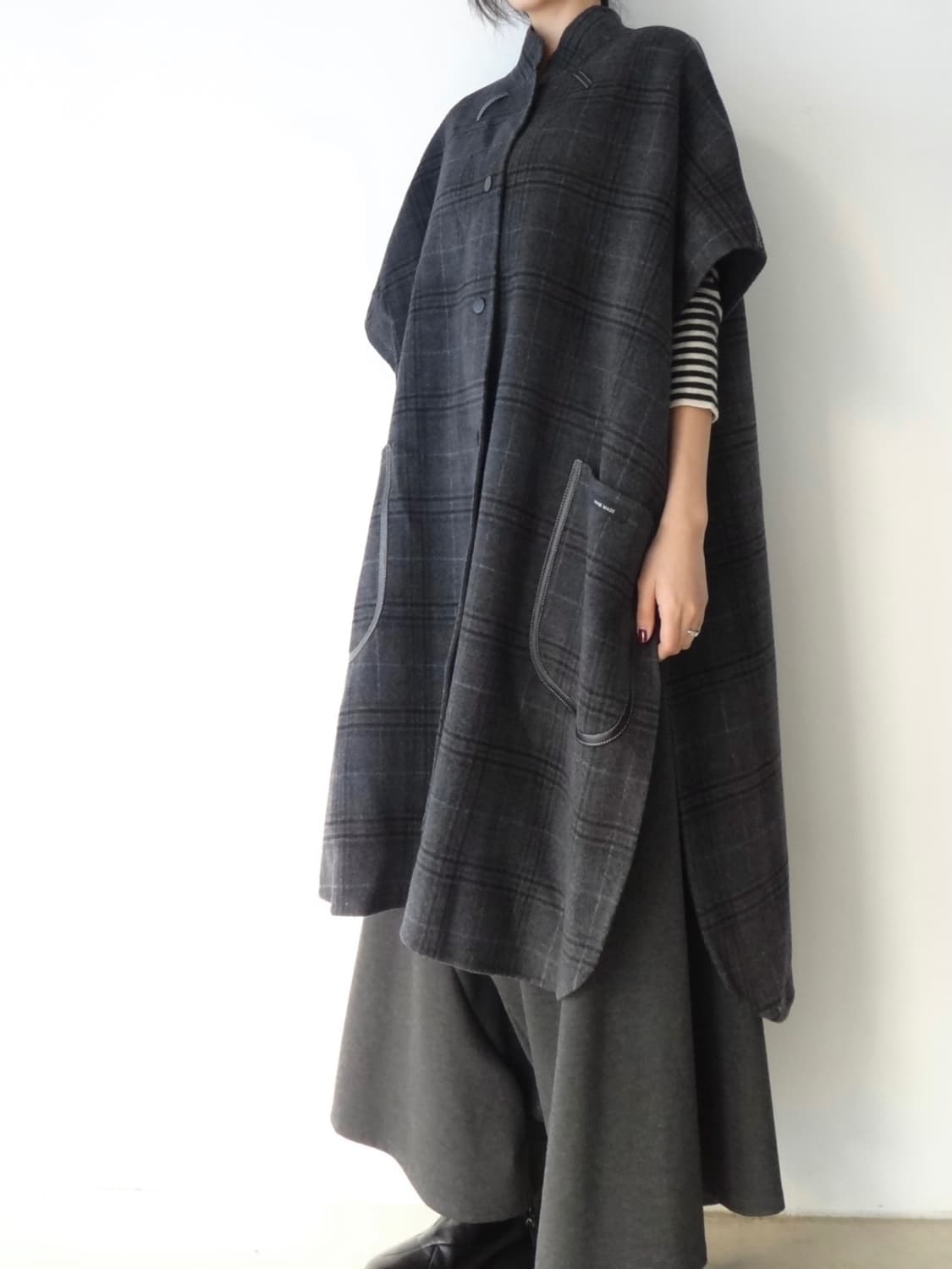 Checked stockholm wool half coat / grey 상품이미지8