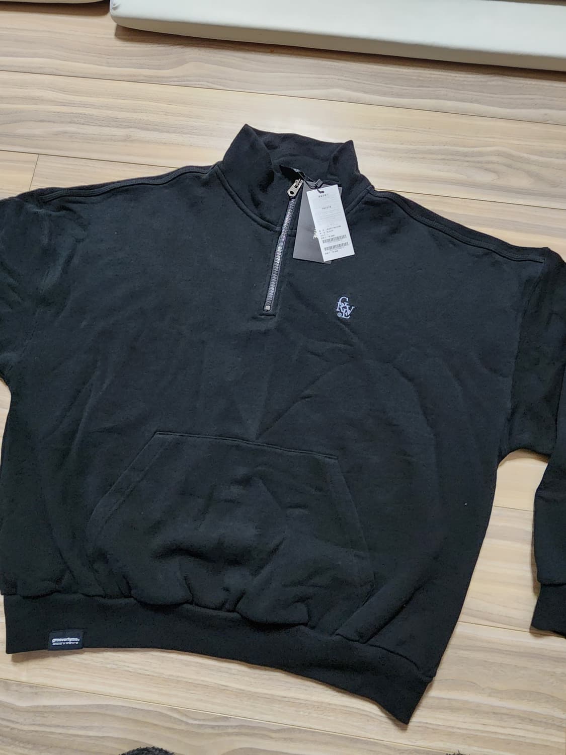 그루브라임오버핏하프집업맨투맨티셔츠L블랙 상품이미지1