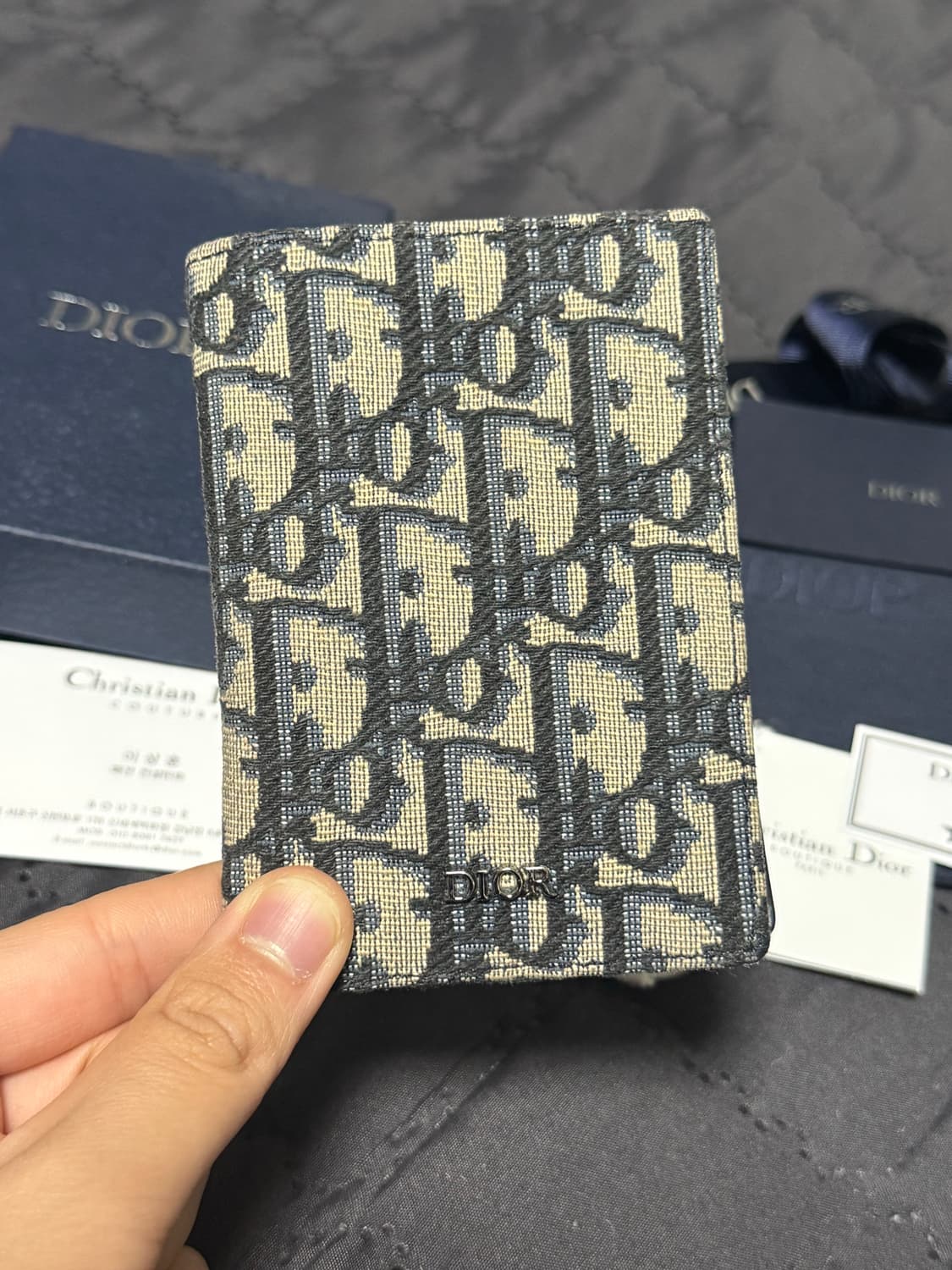 디올 오블리크 자카드 오거나이저 카드지갑 베이지 상품이미지2