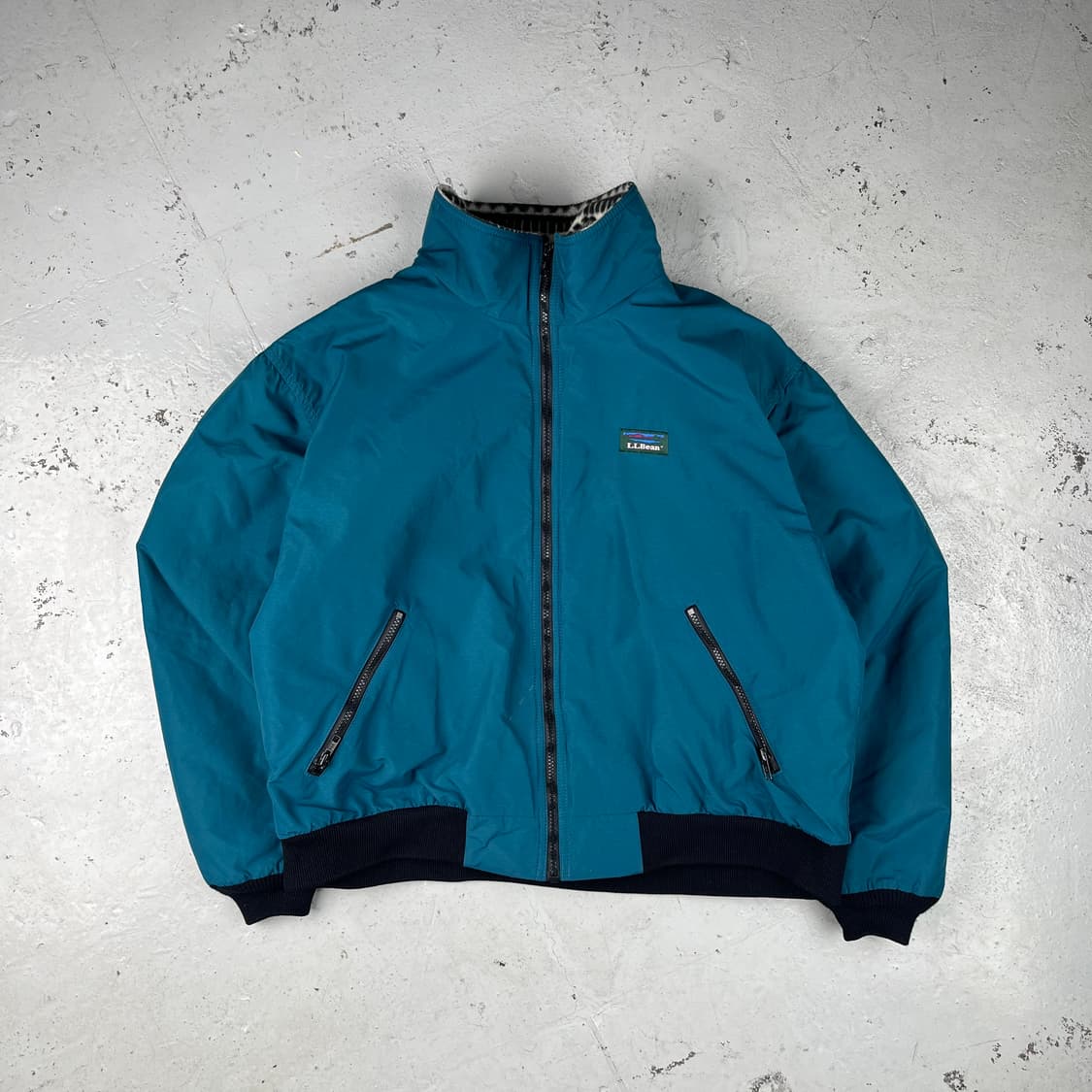 빈티지 LL Bean 아즈텍 플리스 라인드 웜업 자켓 틸 그린 상품이미지2