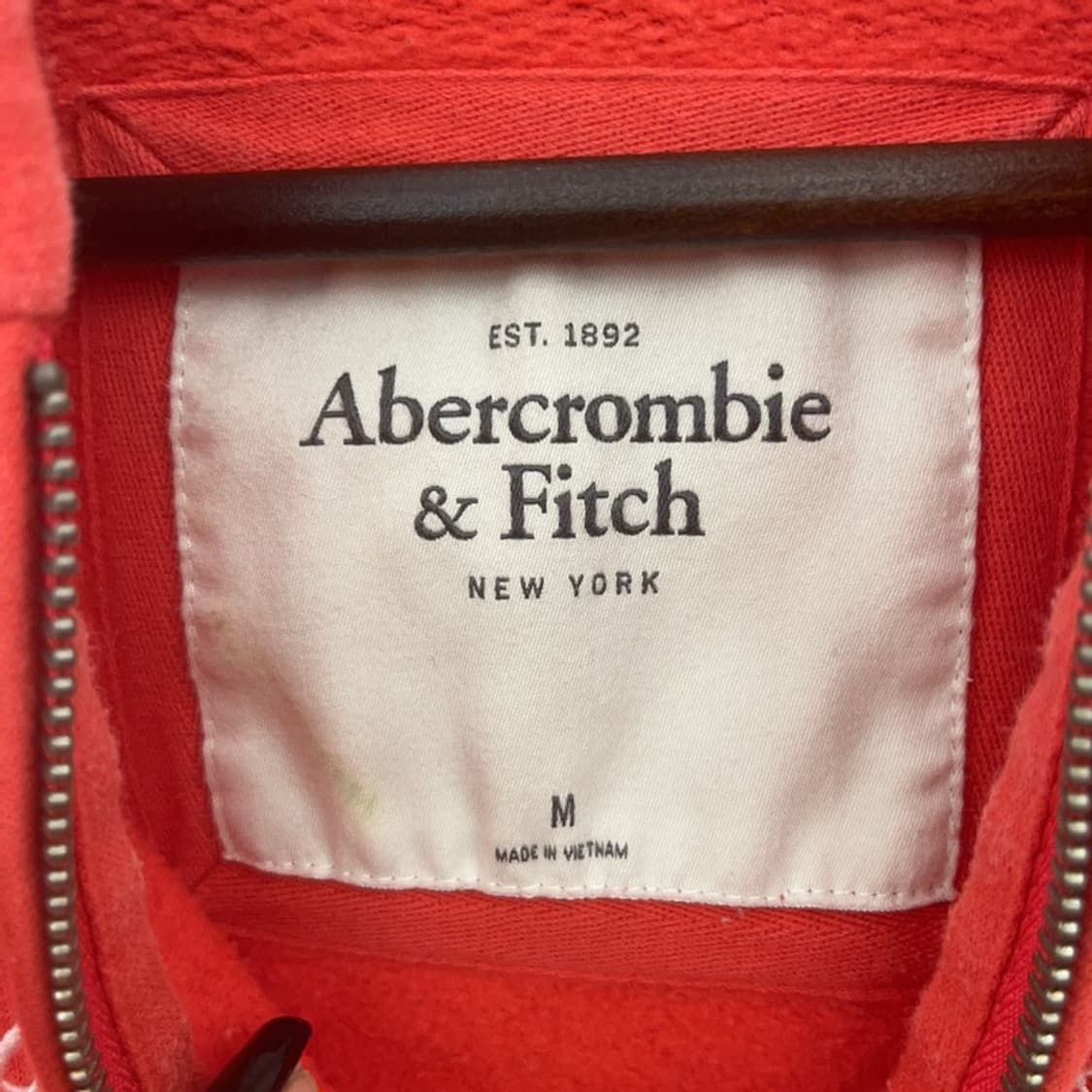 아베크롬비 Y2K 라켓 코랄오렌지 기모 후드집업 M C07531 상품이미지5