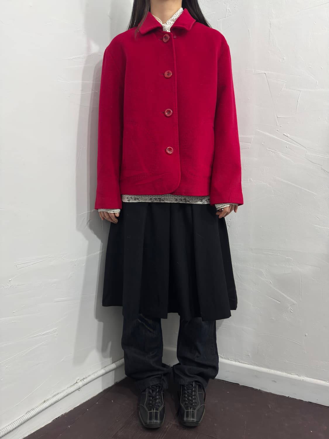 red button wool jacket 상품이미지3