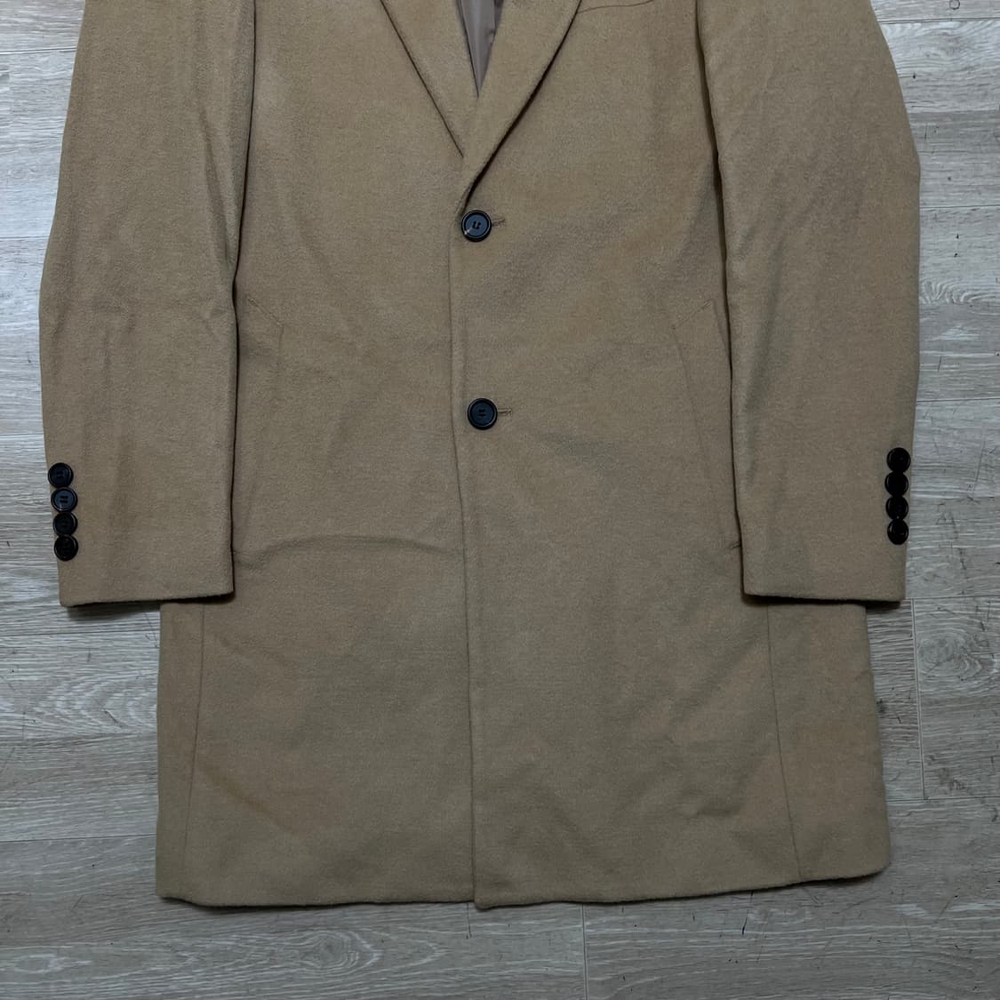 지오지아 슬림핏 캐시미어 싱글 롱코트 [베이지] M/95 상품이미지3