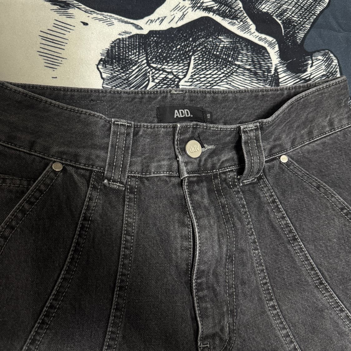 ADD 에드 흑청 토네이도 와이드데님팬츠 XS 남성 28-29 사이즈 상품이미지9