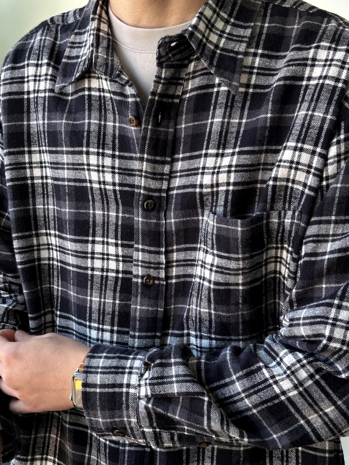Brushed cotton nel check shirt 상품이미지9
