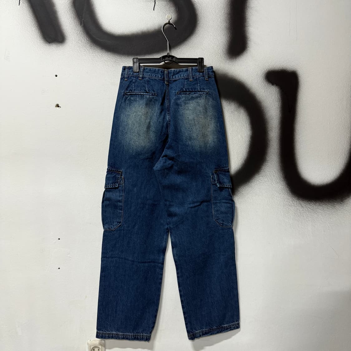 VTG 빈티지 절개 디테일 벌룬핏 워싱 카고 와이드 데님 팬츠 상품이미지2