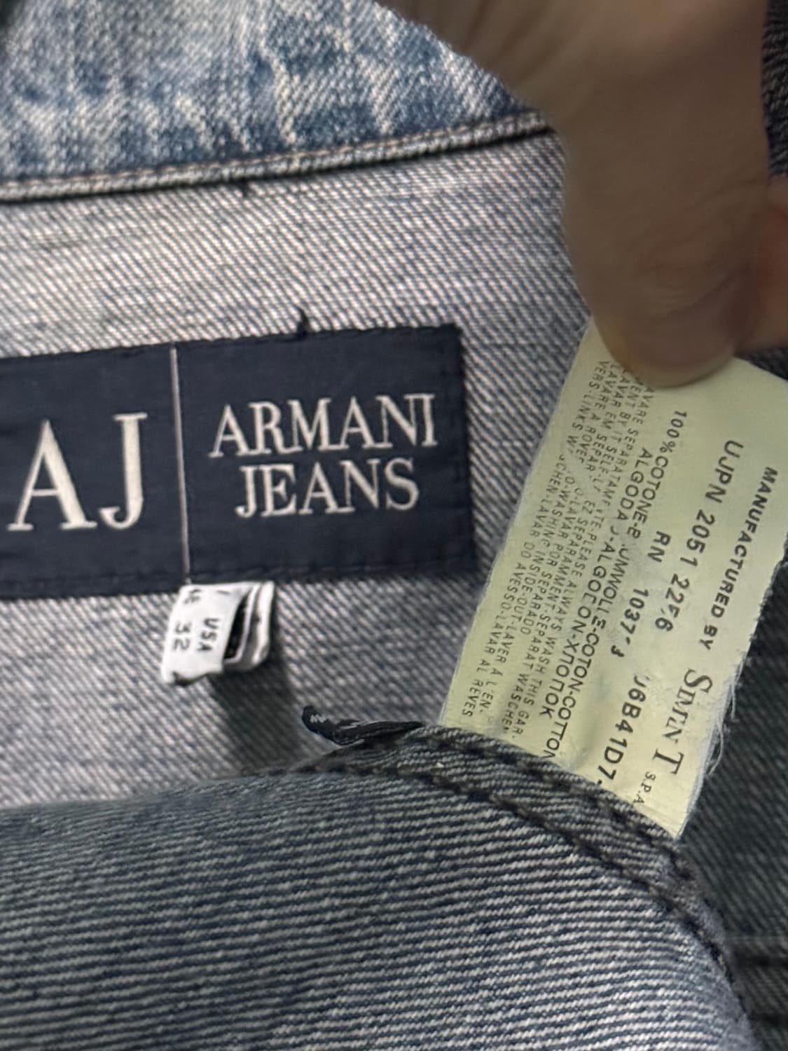 아르마니 진스 트러커 인디고 데님 청자켓 샌드 워싱 워시드 워크 자켓 M 상품이미지8