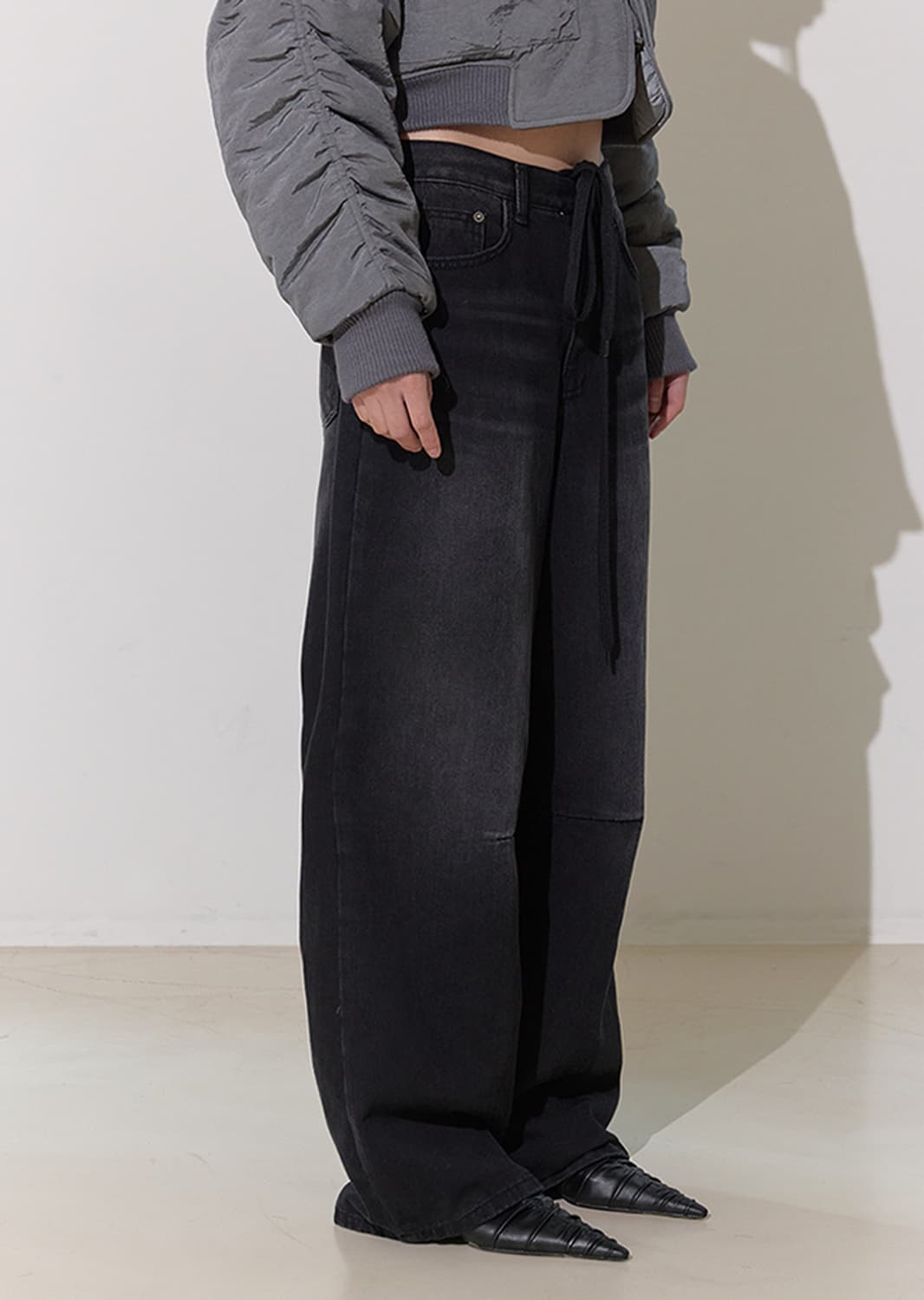 세이스라 saysra 스트링 워시드 데님 팬츠 블랙 상품이미지6