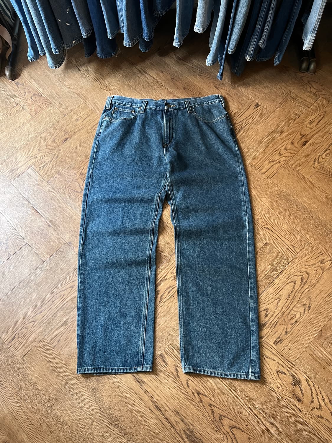 [40]칼하트 USA 미디엄블루 와이드 워크 데님 팬츠 상품이미지2