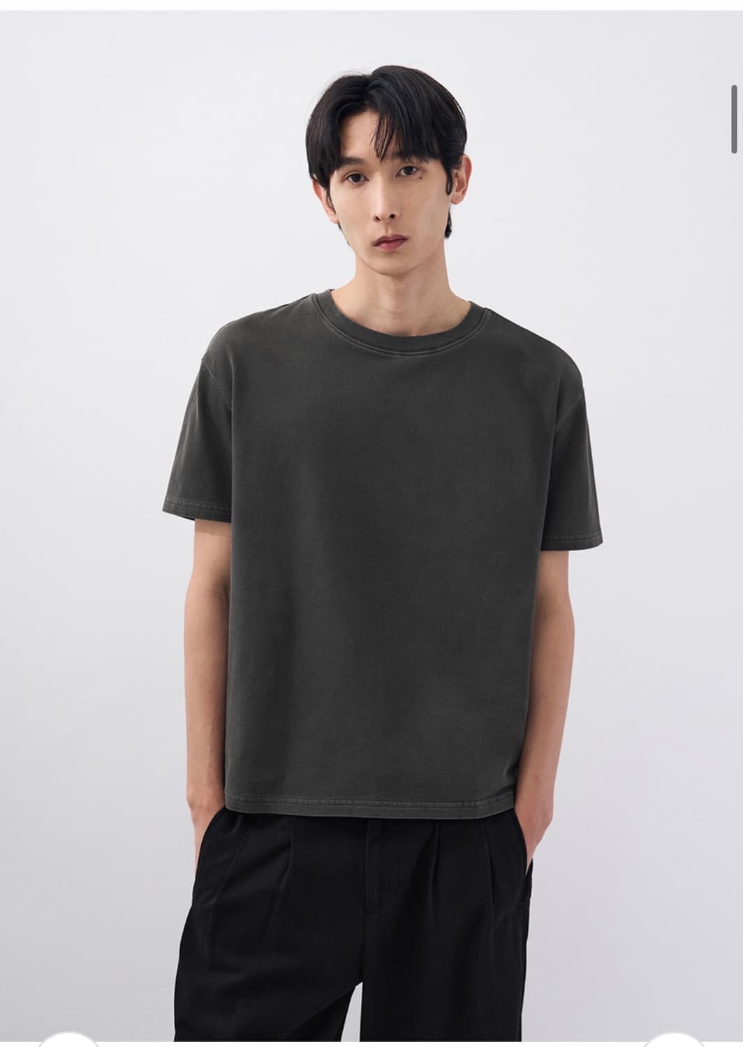 (L) 드로우핏 헤일 코튼 크롭 하프 피그먼트 티셔츠 CHARCOAL반팔 상품이미지5