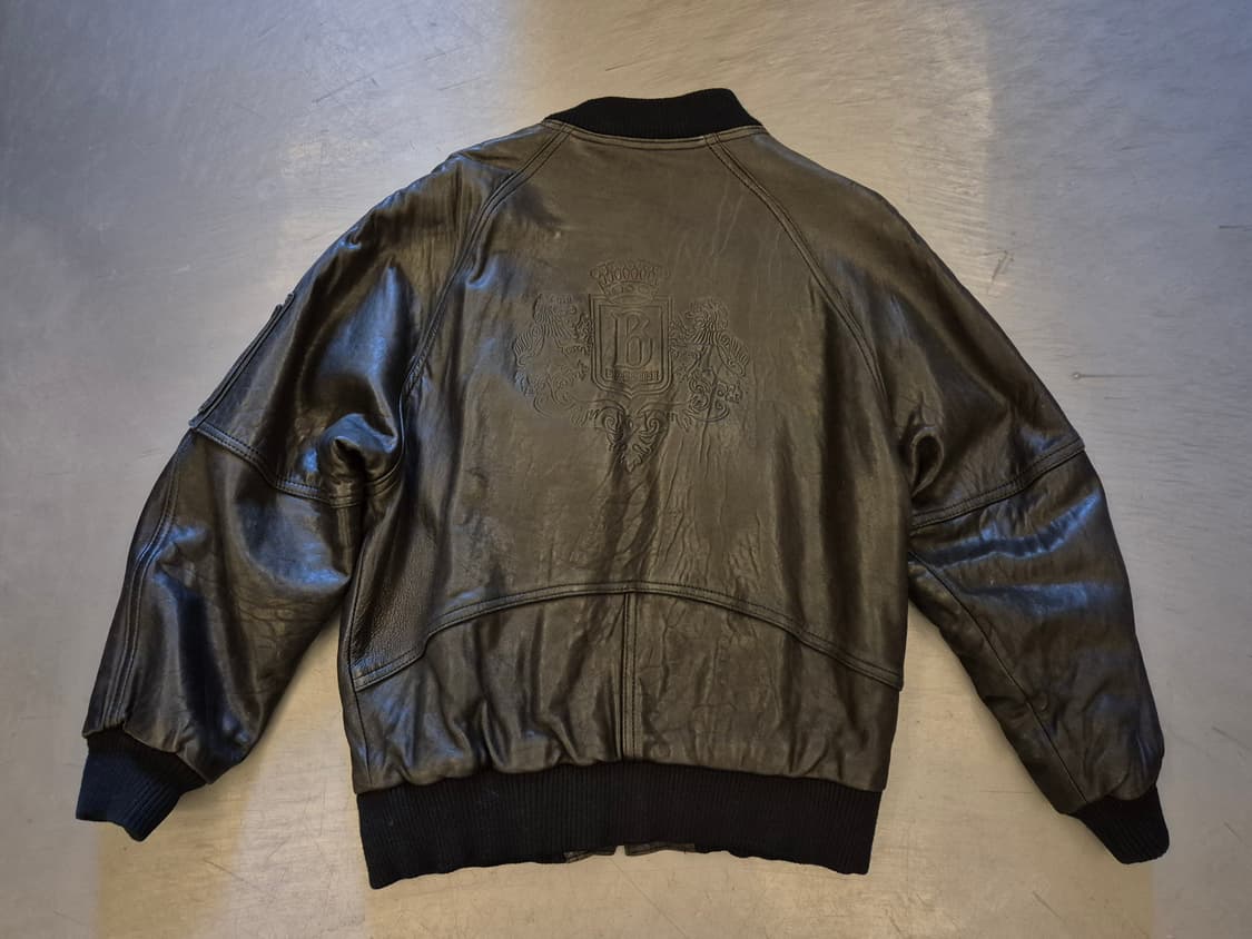 90s BOSSINI 램스킨 봄버 상품이미지2