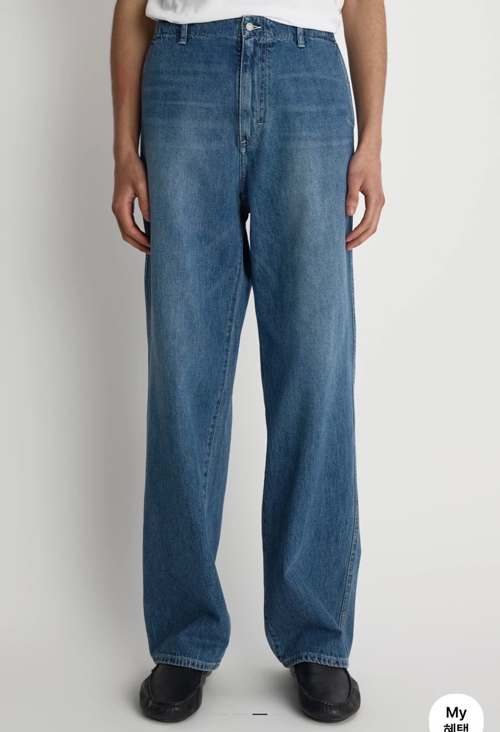 포터리 원워시드 와이드 데님 (미드블루 2사이즈) 상품이미지1