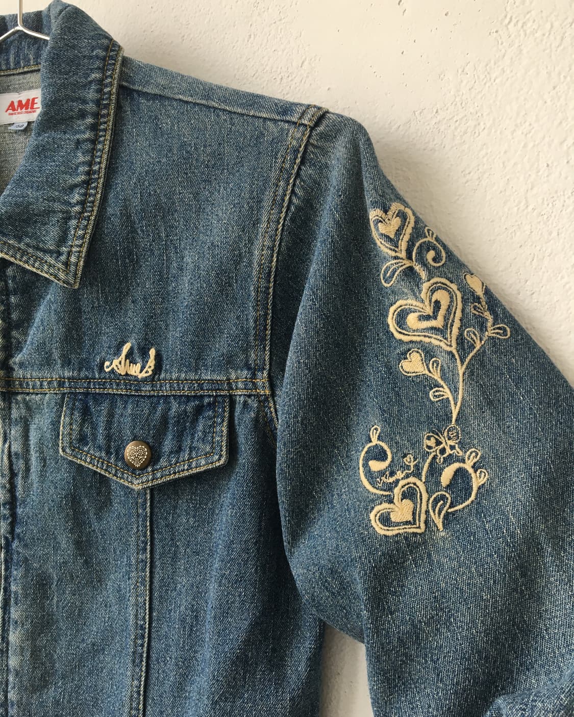 Needle work point denim zip up jacket 상품이미지1