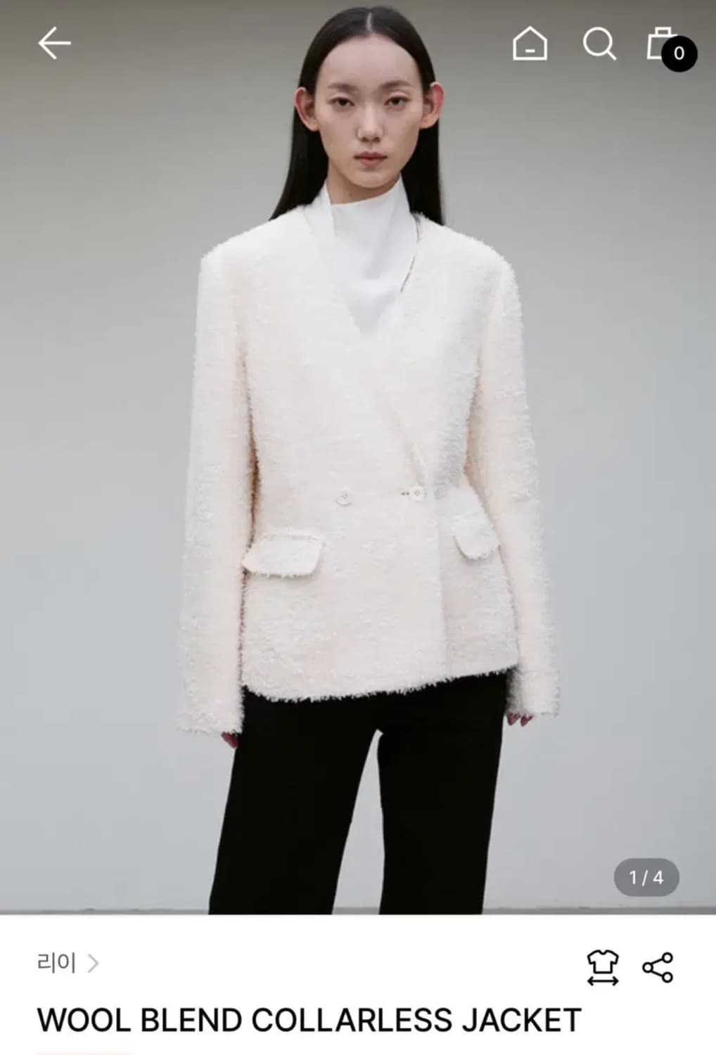 리이 WOOL BLEND COLLARLESS JACKET 상품이미지1