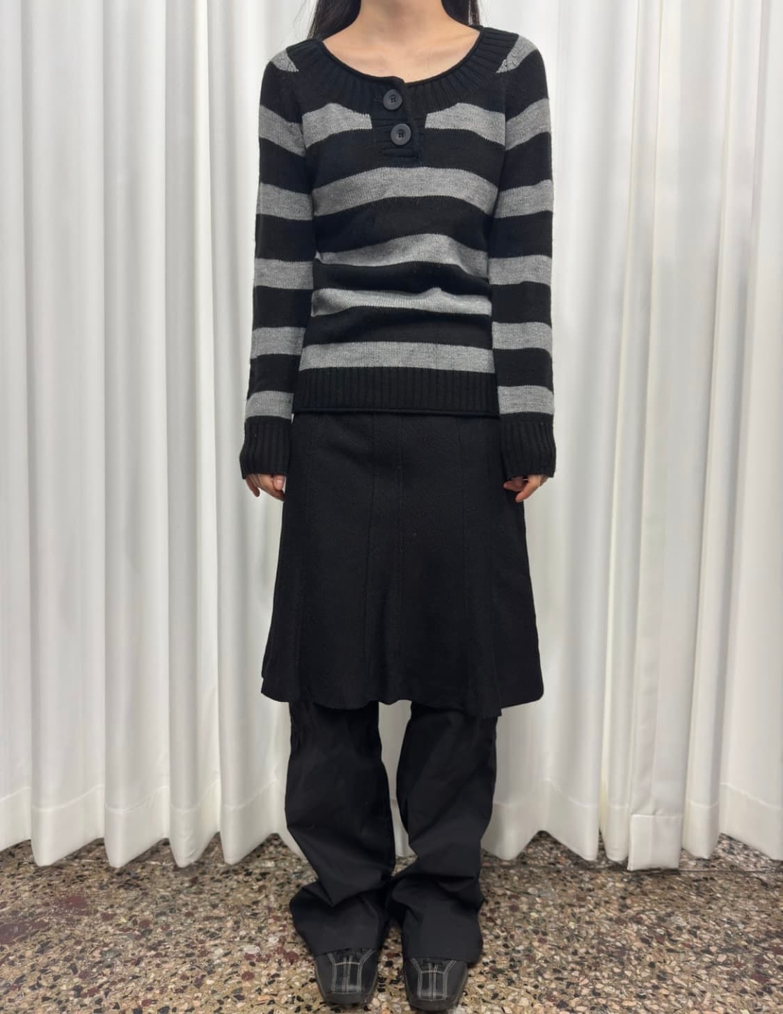 Button stripe knit  상품이미지2