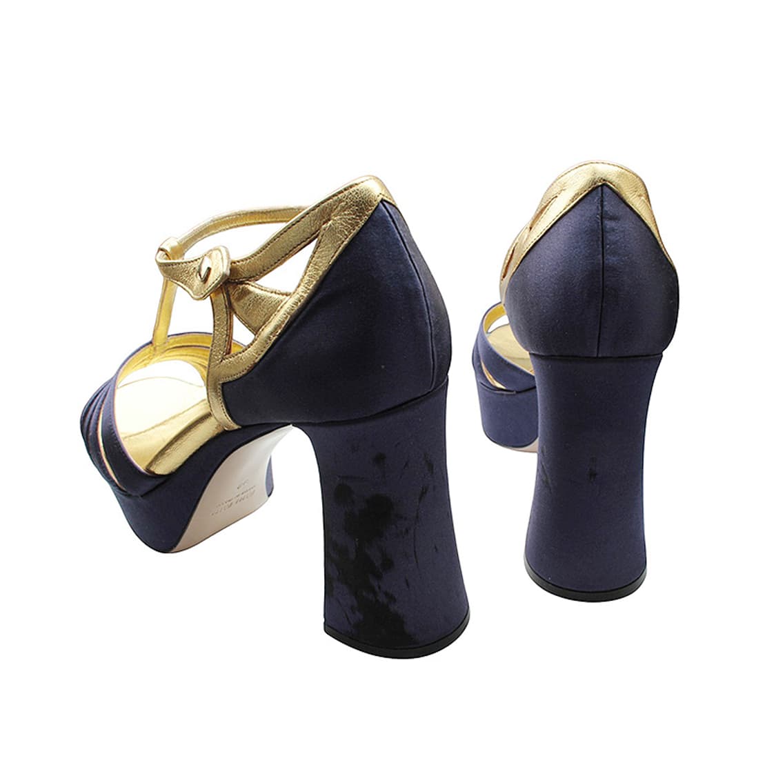 미우미우 네이비블루 새틴 T스트랩 샌들 38 상품이미지4