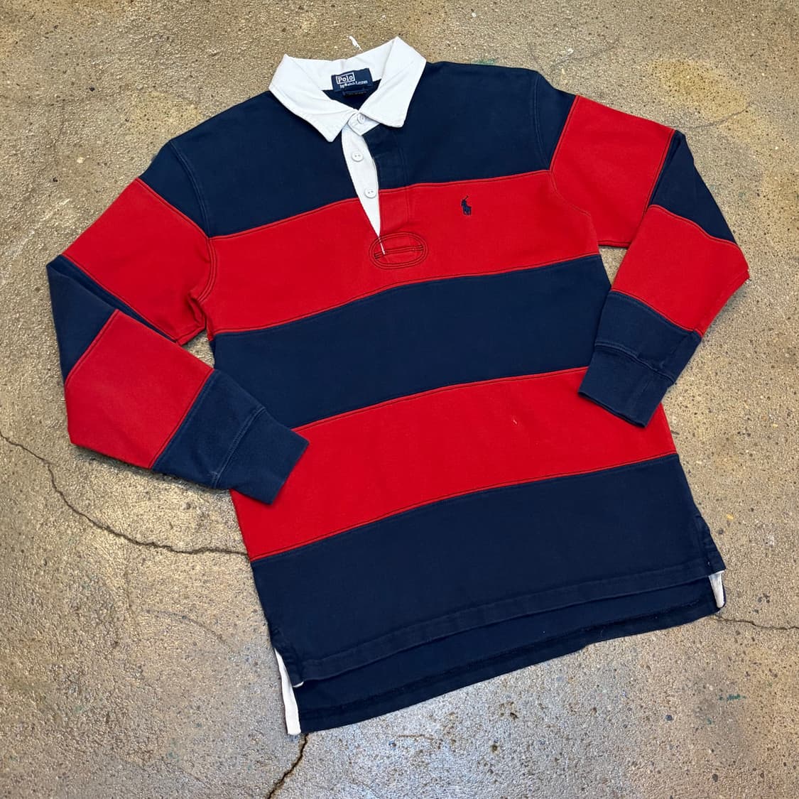 00s USA 빈티지 폴로랄프로렌 67 스트라이프 럭비티 카라티 상품이미지2