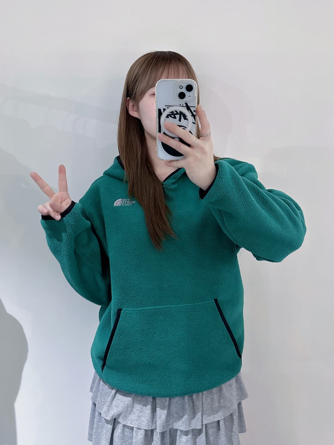 노스페이스 그린 플리스 후드 상품이미지1