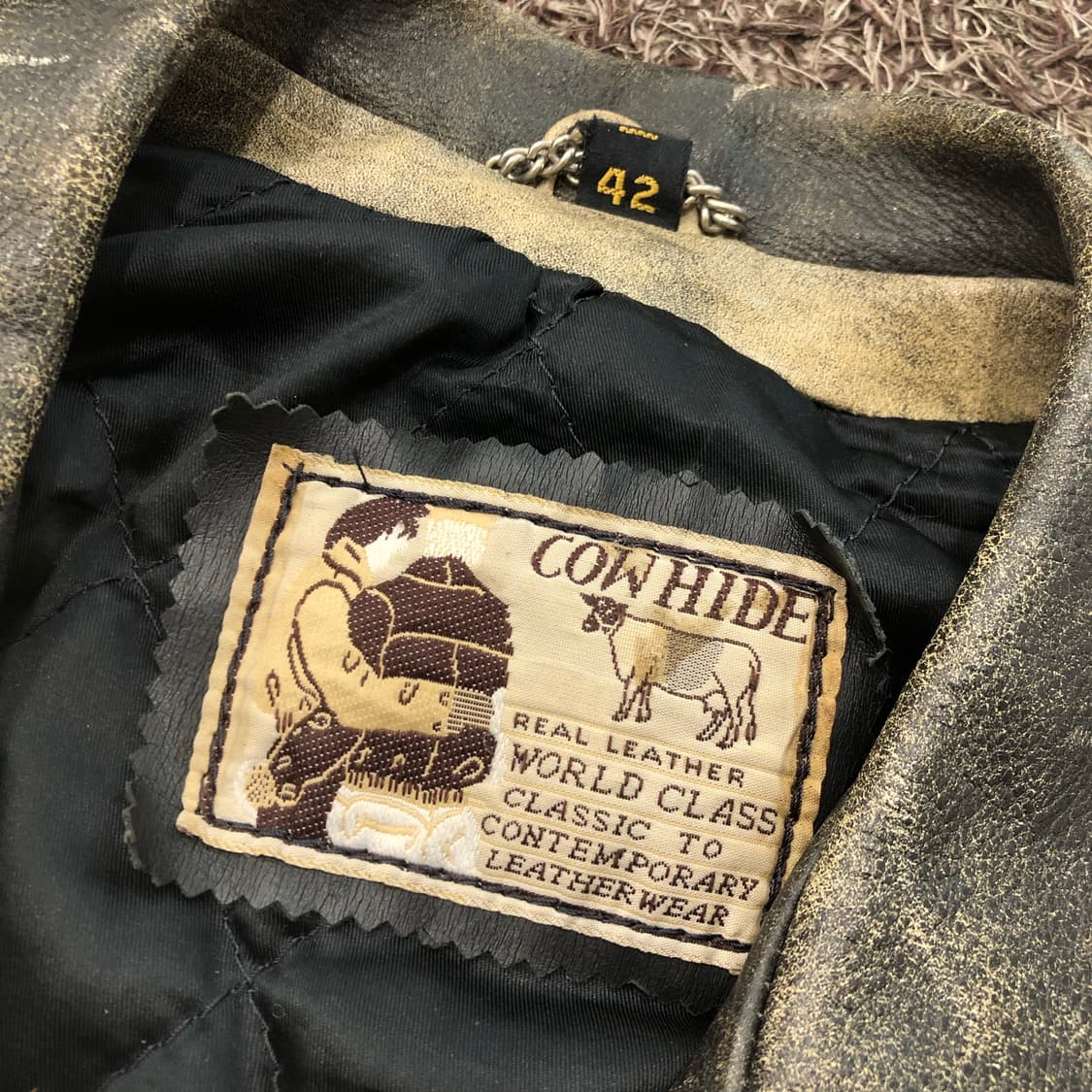 빈티지 소가죽 하드 에이징 라이더 레더 가죽 자켓 상품이미지5